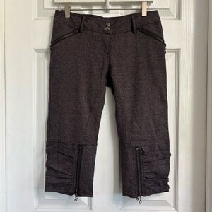S-Twelve Stylish Brown Cropped Pants With Zipper Details Size Small
